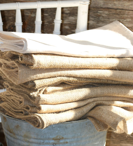 cotton and burlap table runners