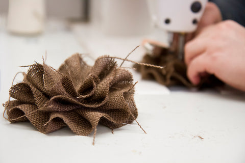 chocolate brown burlap flower made in USA
