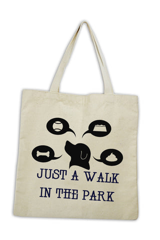 just a walk in the park dog tote bag custom screen print optional