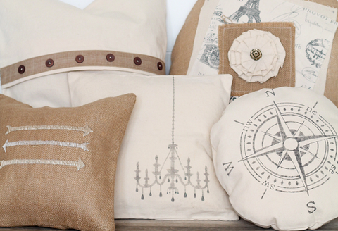 embroidery and sewing machine art on pillows and blanks