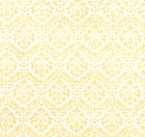 Flocked Ivory Damask on White