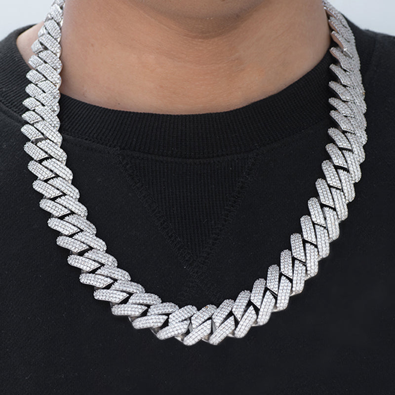 Diamond Prong Cuban Link Chain (19mm) in White Gold – DRMD JEWELRY