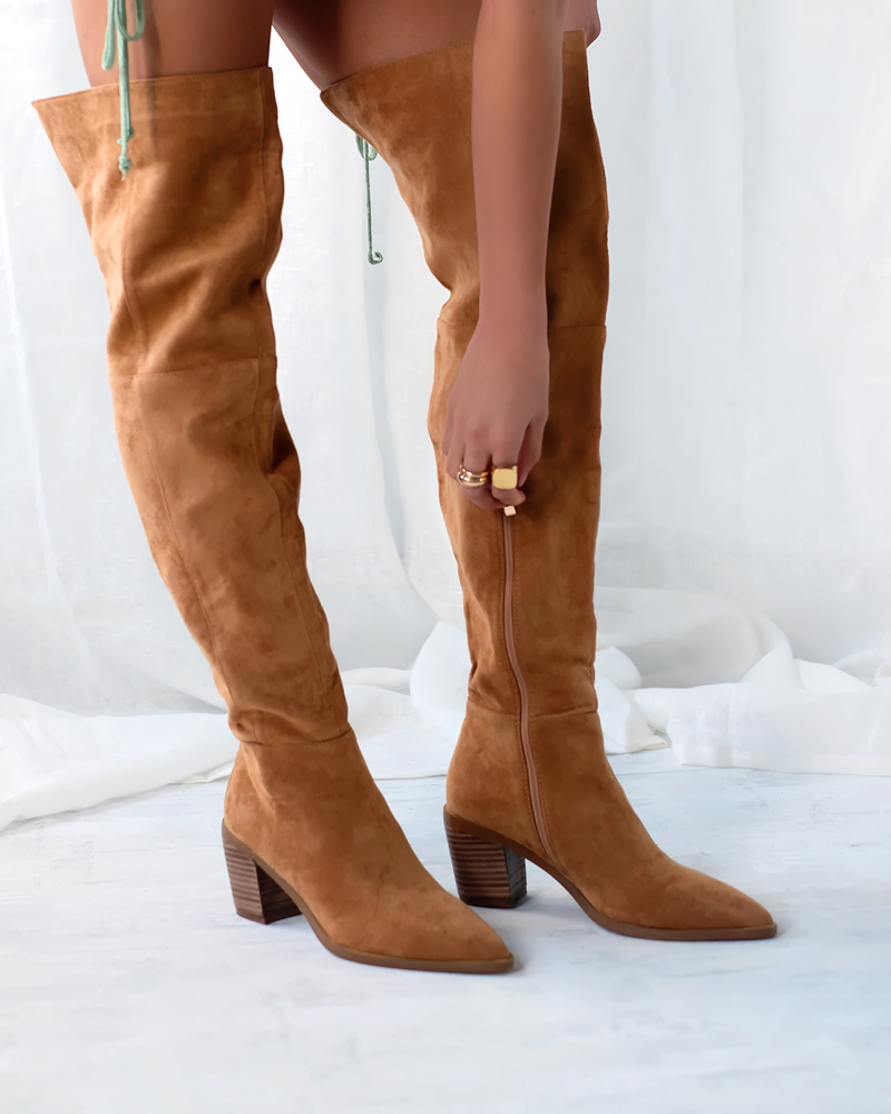 light tan knee high boots