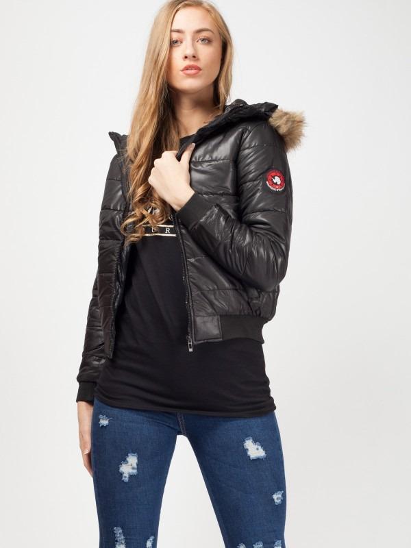 cropped padded jacket with hood