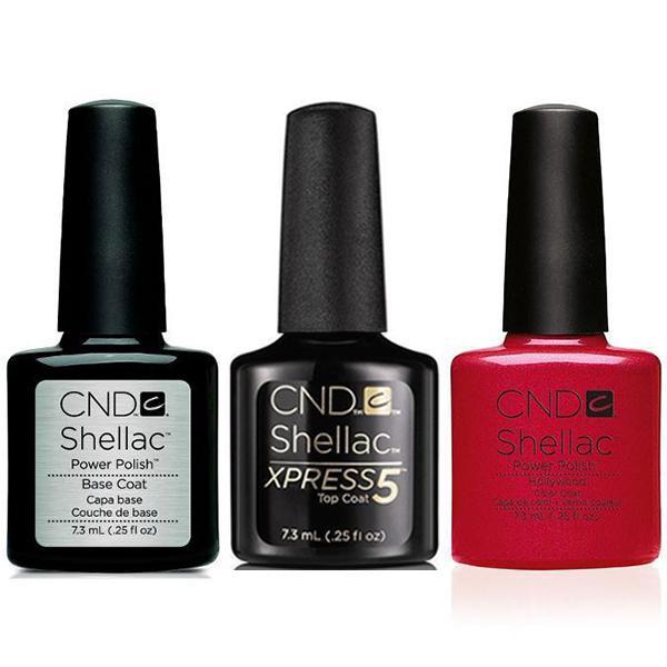 CND - Shellac Xpress5 Combo - Base, Top & Hollywood (0.25 oz)