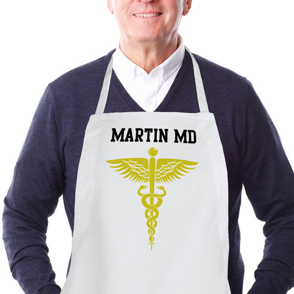 custom caduceus symbol and any personalization on a cooking apron