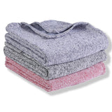 throw blanket offered in Blue, Gray and Pink