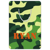 2" x 3" bookmark with green camouflage design and any name personalized