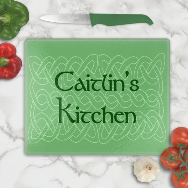 Celtic Knot Glass Cutting Board Personalized with any name