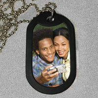 where dog tags with your favorite selfie or photo of you and your hunny.