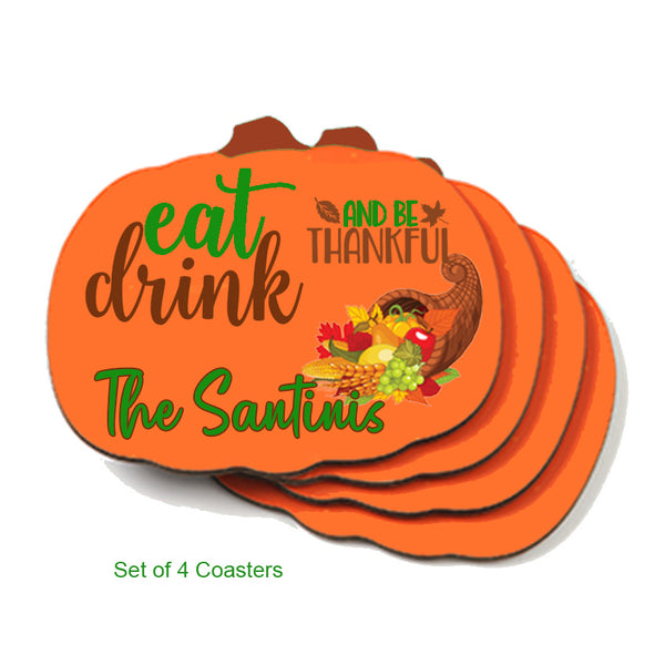 pumpkin shaped coasters for Thanksgiving