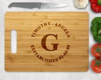 Personalized Established Bamboo Cutting Board With Initial, Names and Established Date