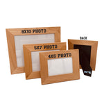 Shows comparison of the three sizes of picture frames available