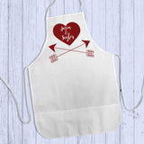 showing 19" x 27" apron with pockets lying flat on wood