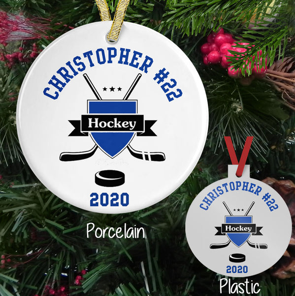 Hockey Crest Personalized Christmas Ornament