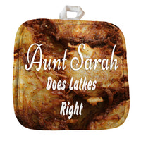 8" x 8" Pot Holder photo of potato pancakes with your personalized text