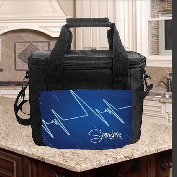 Lunch cooler tote with design on front flap