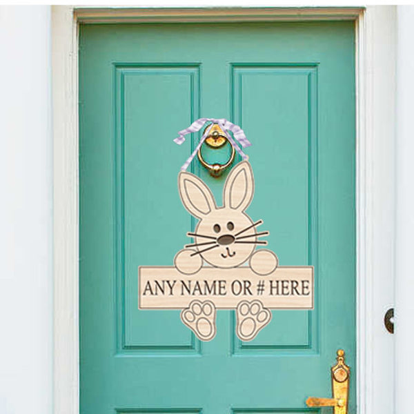 Easter Bunny Wood Door Sign With Any Name Or Number