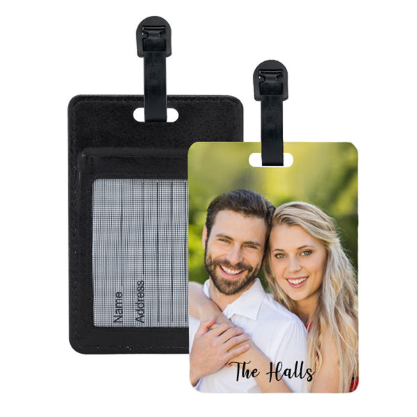 Photo Luggage Tag  Your photo and text on front, back holds a name and contact info card