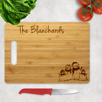 Snow Family Personalized Christmas Wood Cutting Boards with Handle