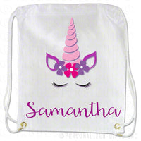 Unicorn Draw String Back Pack Personalized