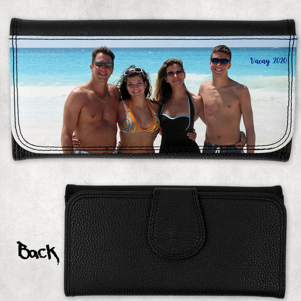 ladies tri-fold snap wallet personalized with any photo and text