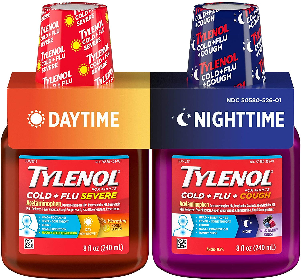 Tylenol Cold + Flu Severe Daytime & Nighttime Liquid Cough Medicine, 2 ...
