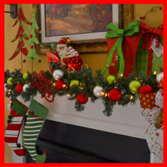Christmas garlands on mantle