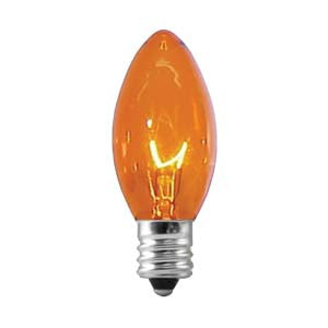 Box of 50 C9 Orange Triple Dipped Transparent Indoor/Outdoor Christmas Bulbs 