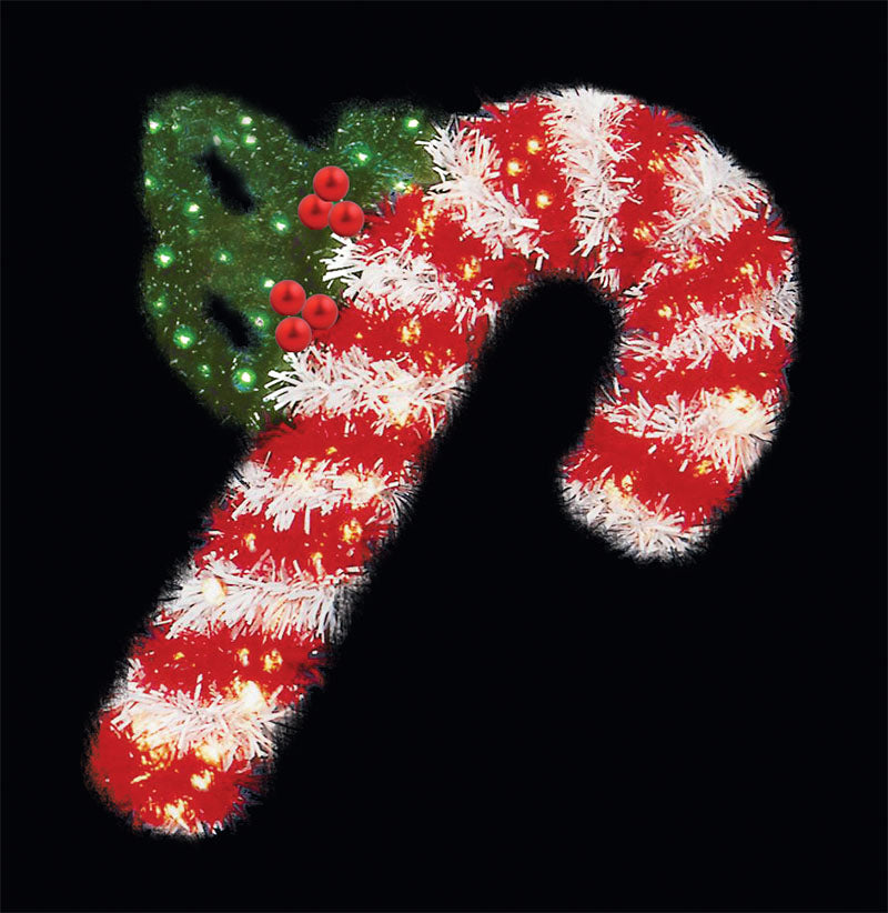 6' LED Candy Cane Garland Tree Pole Mount | Commercial Christmas Supply