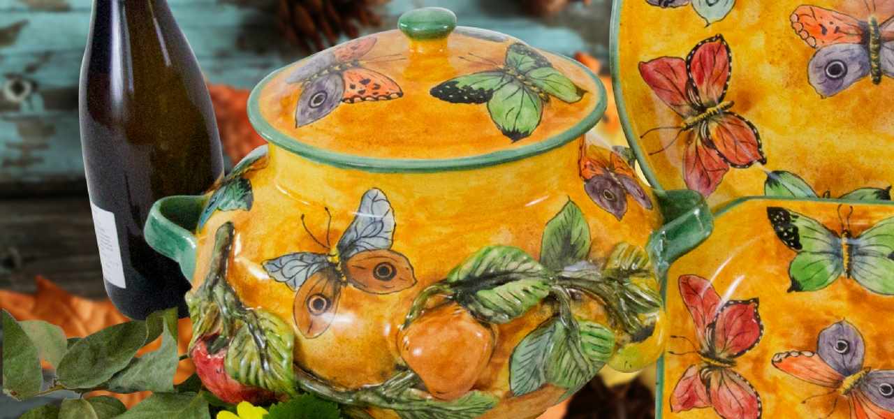 The Mariposas Mayolica Collection of Mexican Pottery Tableware and dinnerware Rustica Gift & Talavera Pottery