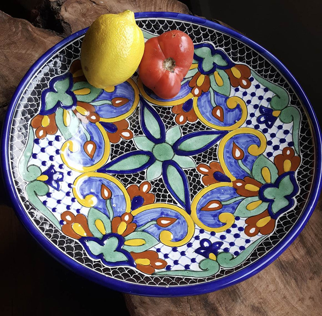 Rustica Gift Mosaico Mexican Talavera Pottery large platter evokes Italian servingware