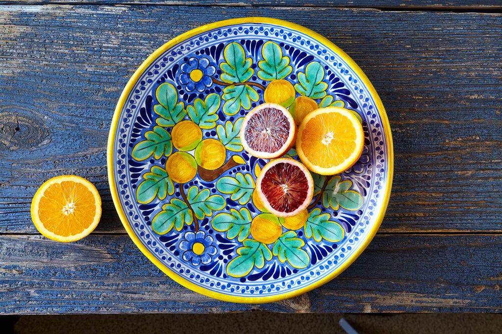 Rustica Gift & Pottery Naranja Mexican Talavera pottery platter; evocative of Italian pottery