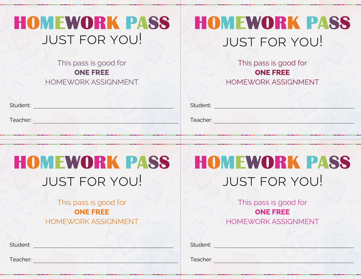 Homework Pass Template