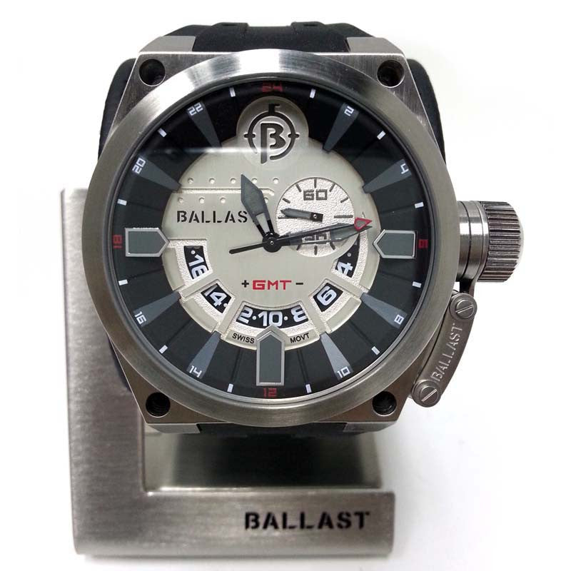 ballast men"s gmt swiss made quartz date silicon strap watch bl