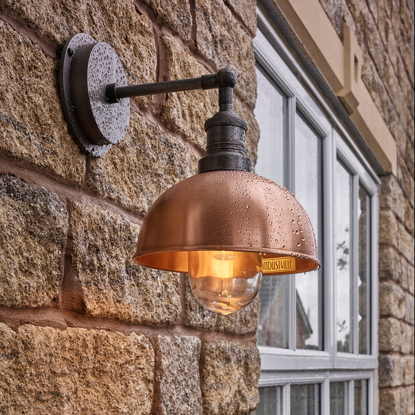 Copper toned outside lights