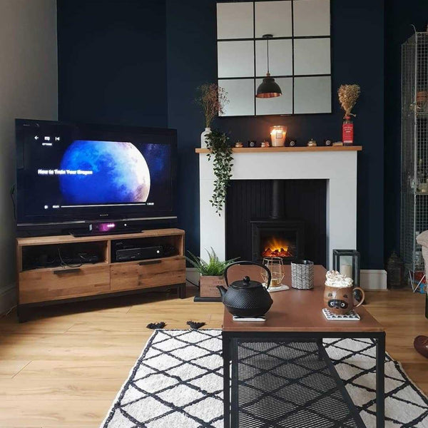 Dark interior living room with retro lights