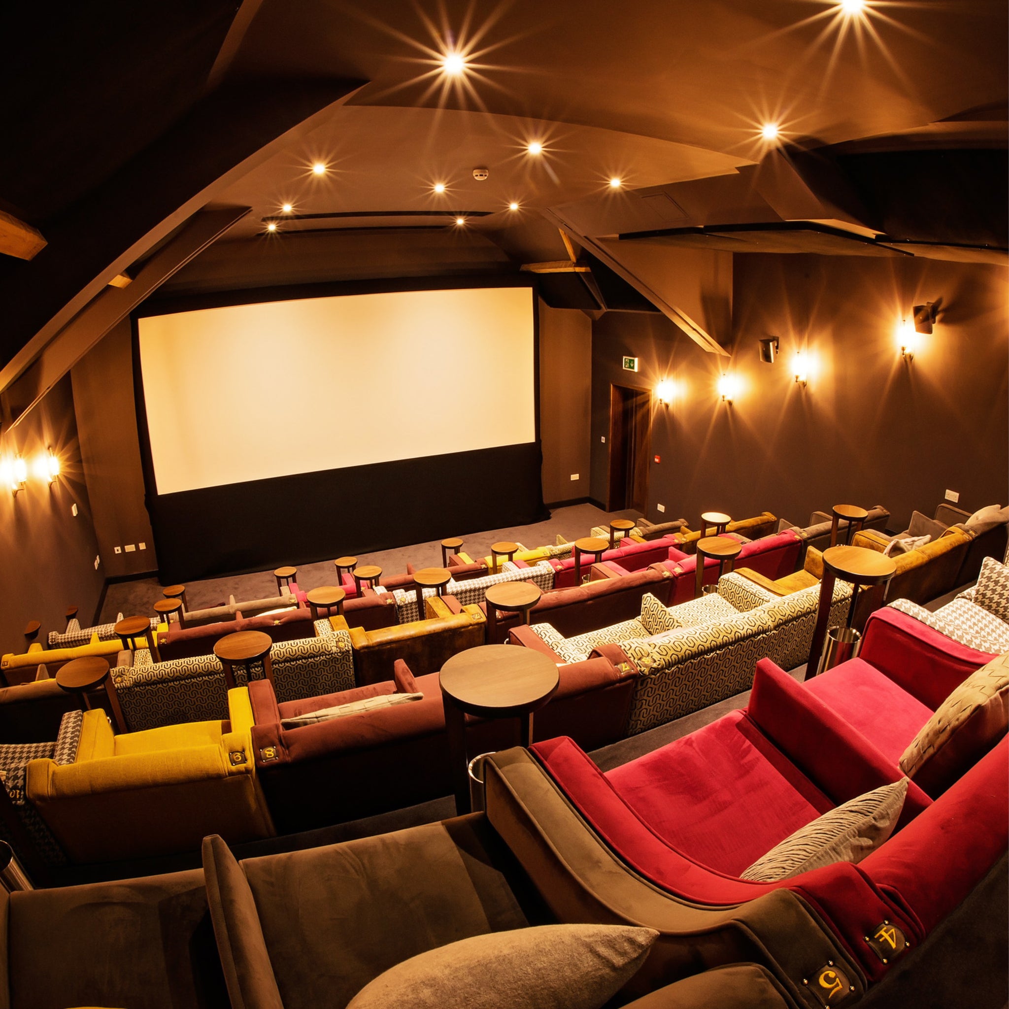 Vintage lights in a cinema interior