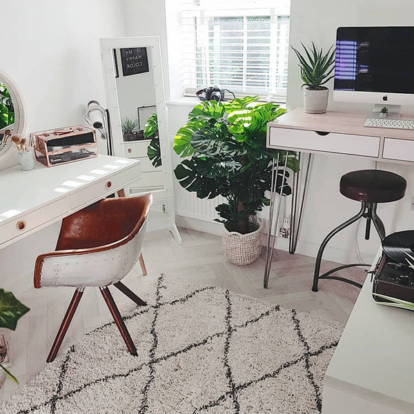 Home office with industrial stool