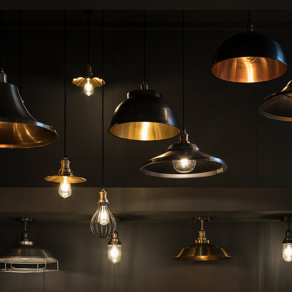 Industrial lights in a dark room decor