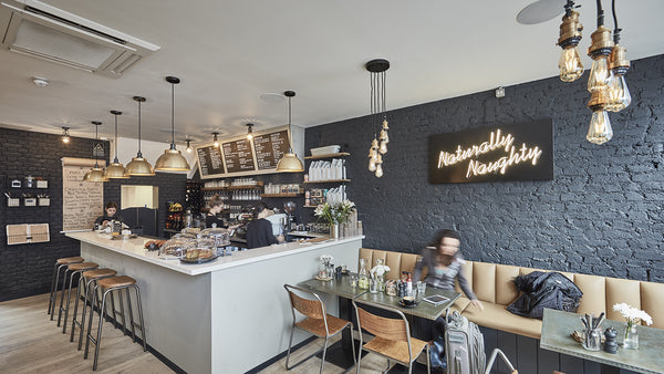 Industrial lighting above bar