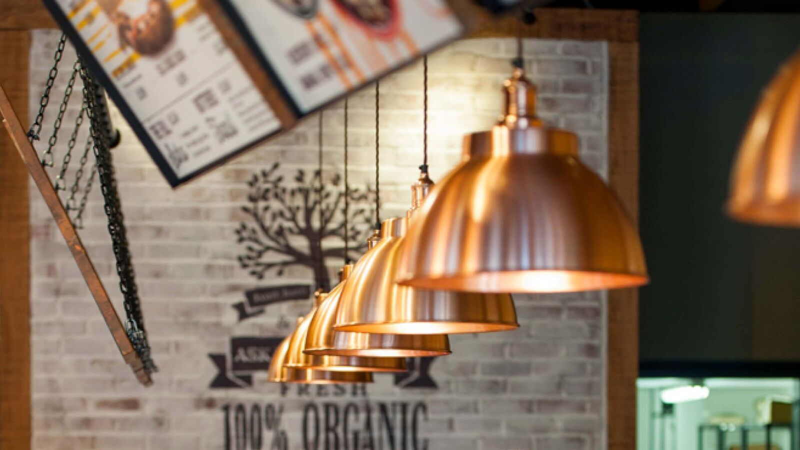 Industrial style cafe lighting