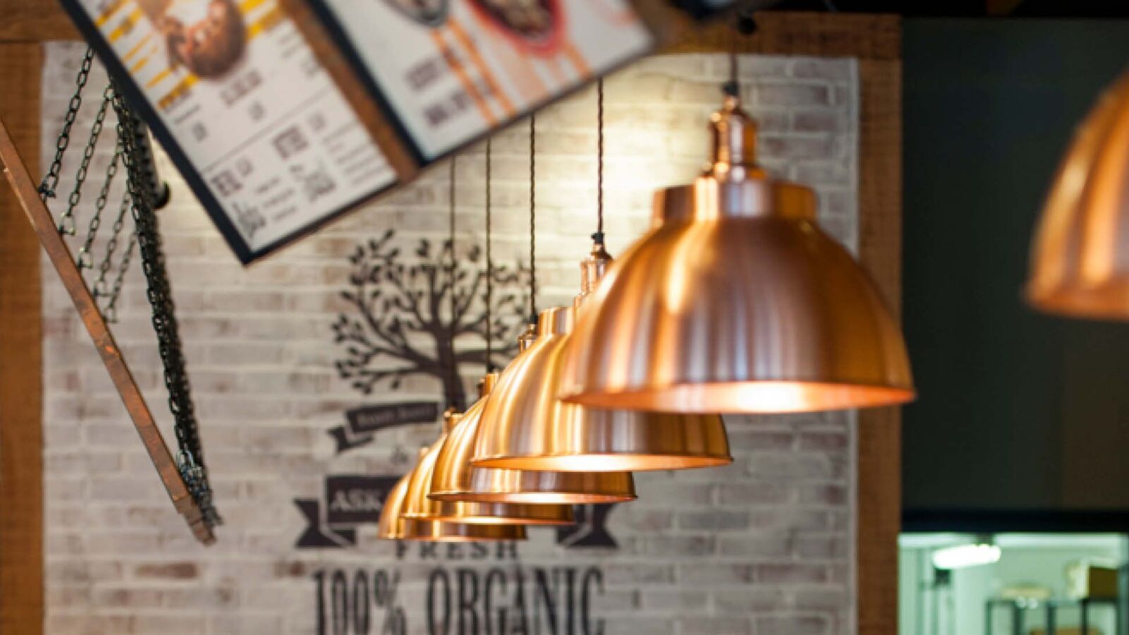Industrial style cafe lighting 