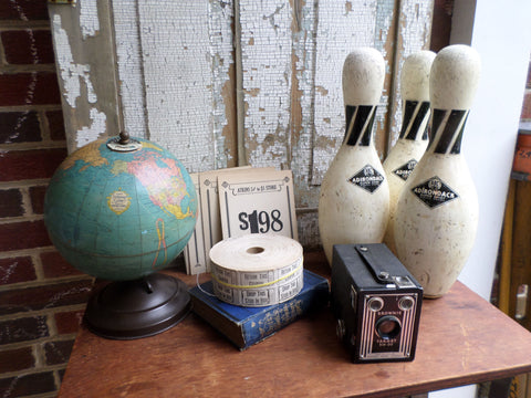 vintage pieces set on a table arranged by Vintage Rescue Squad