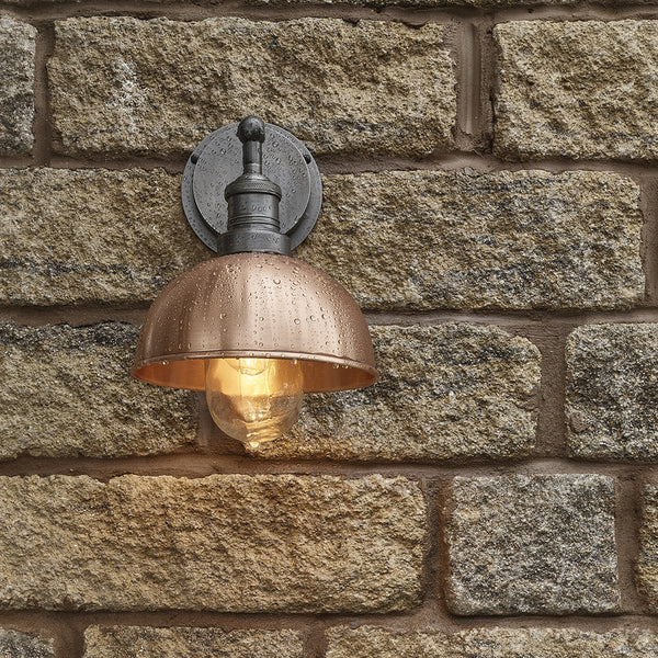 Copper industrial outdoor dome wall light 
