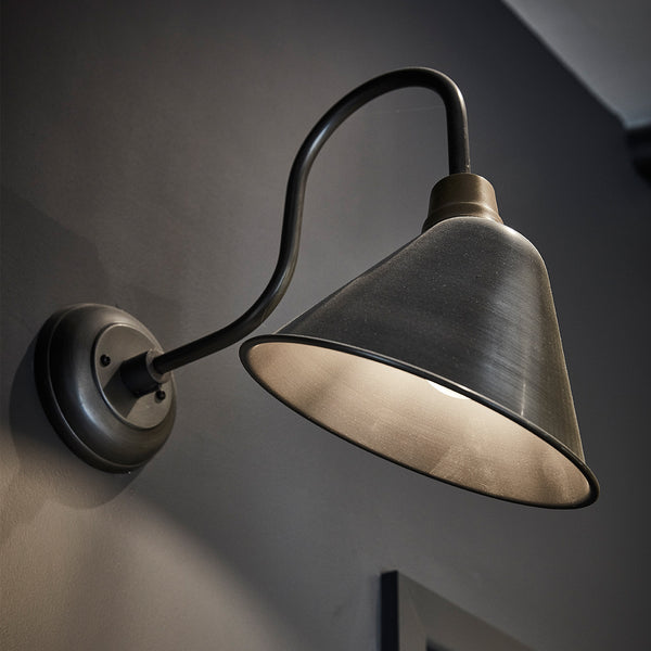 Industrial pewter wall light 