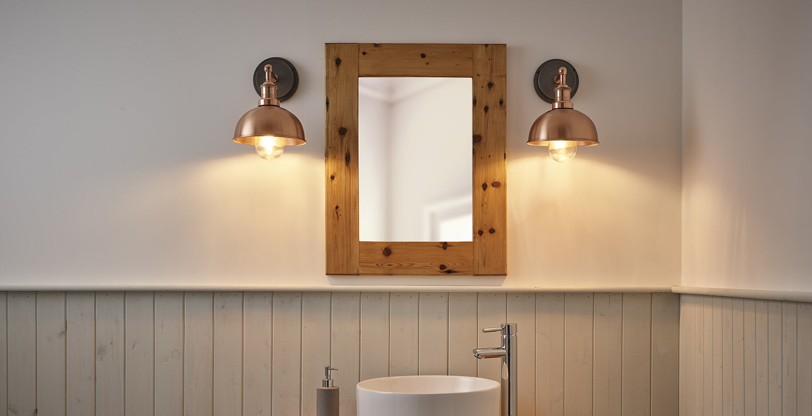 industrial style lights in a bathroom interior design
