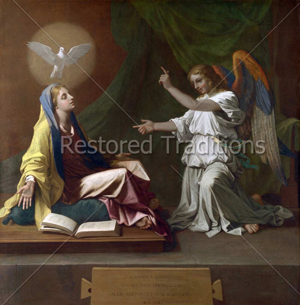 High Resolution Stock Art |The Annunciation, by Poussin - Restored  Traditions