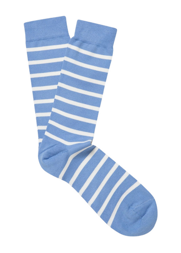 Stripe Cotton Sock Mid Blue/White Breton Stripe