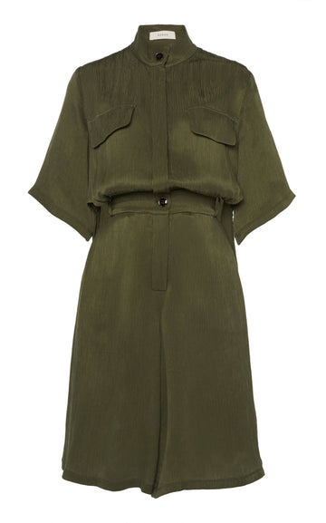 Sally Shirt Detail Jumpsuit Olive